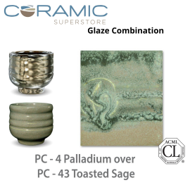 Palladium PC-04 over Toasted Sage PC-43 Pottery Cone 5 Glaze Combination